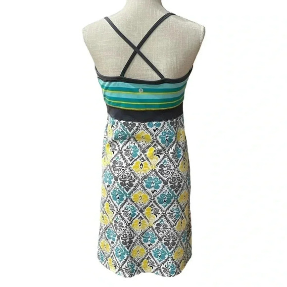 Soybu Yoga Exercise Athletic Dress Yellow Teal Strappy Back Womens size Medium - Picture 2 of 13